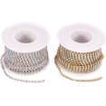 thumbnail image 3 of 2 Rolls 10 Yard 2.6mm Crystal Rhinestone Close Chain Clear Trimming Claw Chain Sewing Craft about 2740pcs Rhinestones - Crystal AB (Silver & Gold Bottom), 3 of 7