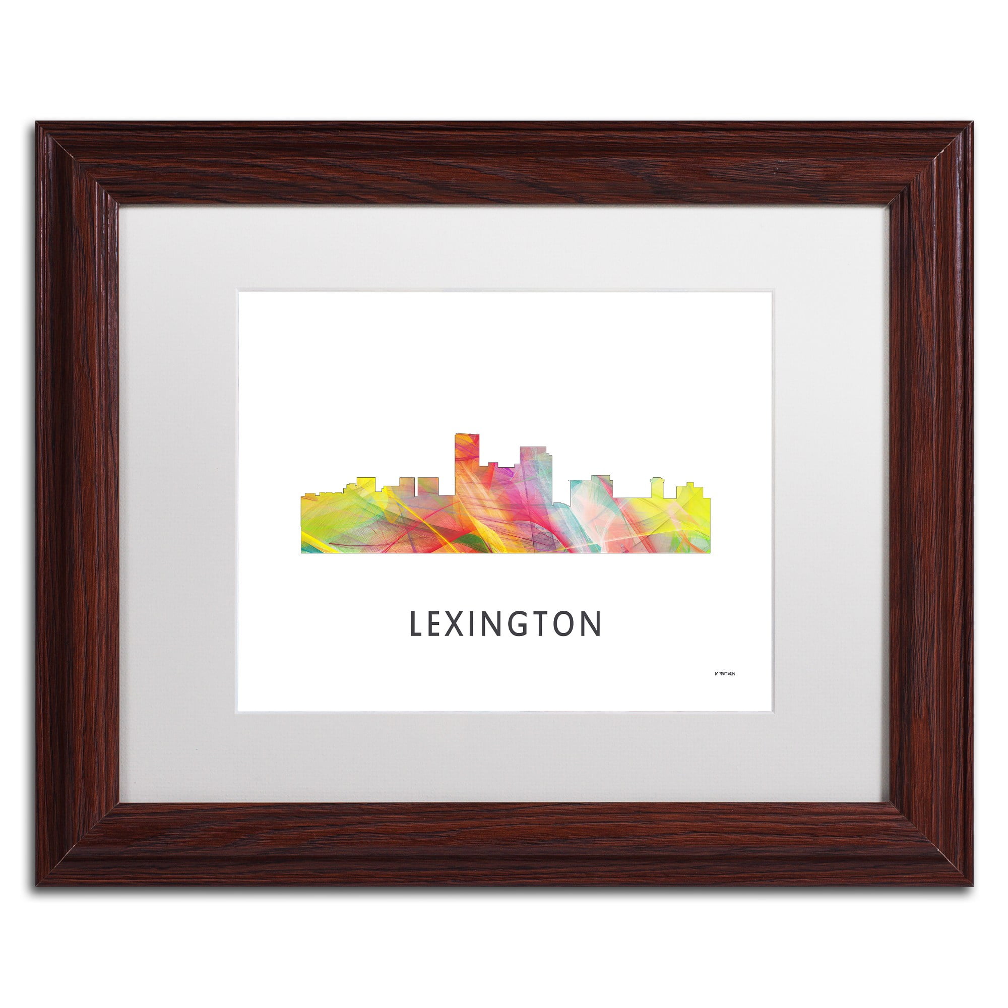 Trademark Fine Art 'Lexington Kentucky Skyline WB-1' Canvas Art by Marlene Watson, White Matte, Wood Frame