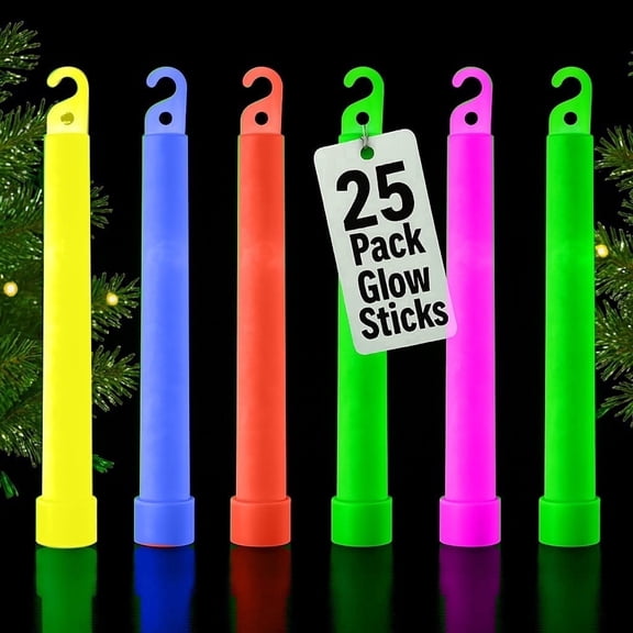 Sperric Glow Sticks 25Pcs, 6" Assorted Color Light Stick Toys & Party Favors for Kids, 12Hr Use Glow Sticks for Camping, Halloween & Parties