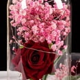 thumbnail image 3 of Flower Simulation Preserved Flower Glass Dome Ornament Luminous LED Light Artificial Flower Valentine's Day Gift, 3 of 7