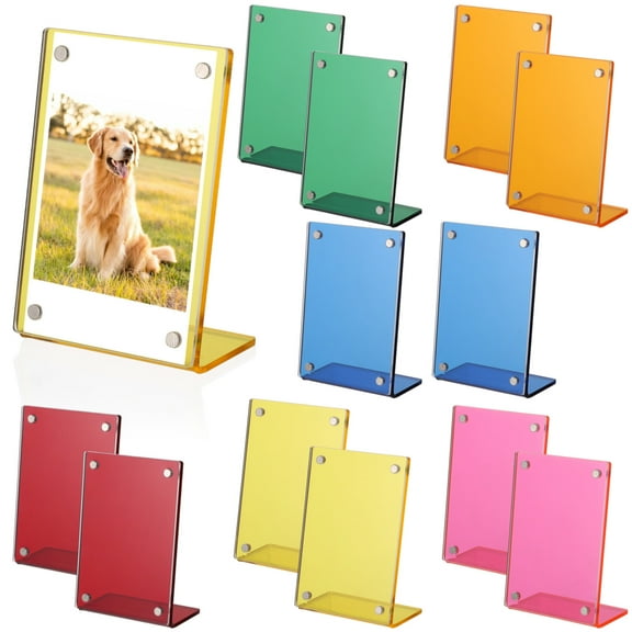12 Pack 3" L-Shaped Acrylic Photo Frame, Vibrant Clear Desktop Picture Display Stand, Snap-Lock Closure, Clear View, Home, Office, Room Decor, Thoughtful Gifts