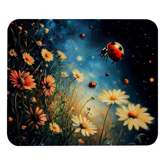 PhooArto Comfortable Mouse Pad Color Flowers Ladybugs Galaxy Desktop Mousepad , 21 x 25 cm Mouse Mat, Non-Slip Rubber Base, Improves Speed and Precision