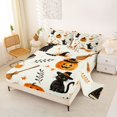 thumbnail image 2 of Homewish Witch Pumpkin Cat Queen Sheets for Kids, Cream Magic Broom Book Fall Leaf Queen Sheet Sets, 4 Pieces, 1 Flat Sheet, 1 Fitted Sheet and 2 Pillowcases, 2 of 5
