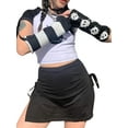 thumbnail image 3 of Biekopu Women E Girl Grunge Fairycore Clothing Short Sleeve Graphic Print Crop Top Harajuku Tee Shirt (A-Red with Gloves, S), 3 of 9