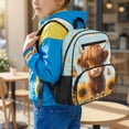 thumbnail image 3 of HUIACONG 13.5 Inch Highland Cow Sunflower Print Kids Backpack, Water Resistant Lightweight School Bag with Multi Pockets, Ergonomic Adjustable Padded Straps Bookbag for School Travel, 3 of 7