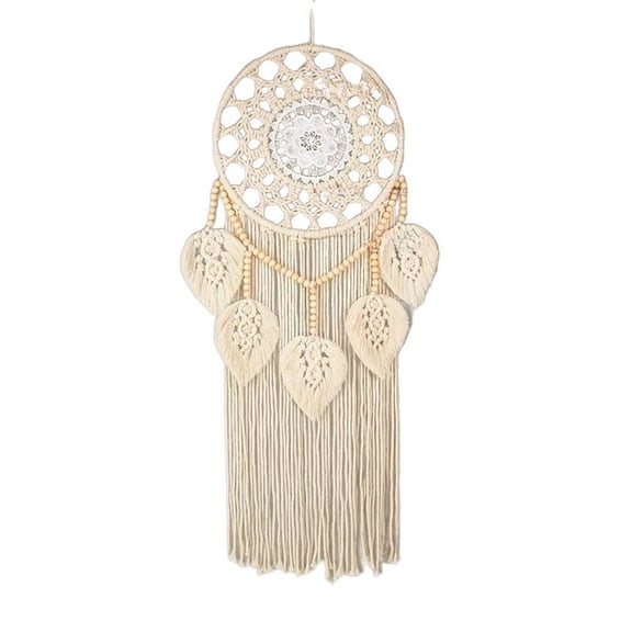 New Dream Catchers, Boho Dream Catchers Wall Decor, Macrame Dream Catcher with 5 Woven Leaves Wood Beads Tassels for Bedroom Decor,Fall Decor,Room Decor,Christmas Decorations,Home Decor