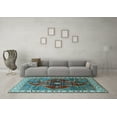 thumbnail image 3 of Ahgly Company Indoor Square Oriental Light Blue Industrial Area Rugs, 3' Square, 3 of 4