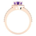 thumbnail image 4 of 1.49 ctw with Simulated Diamond Halo Accents Anniversary Ring for Women | Heart Cut Natural Amethyst | Hyperallergenic Solid 18K Rose Gold, 4 of 5