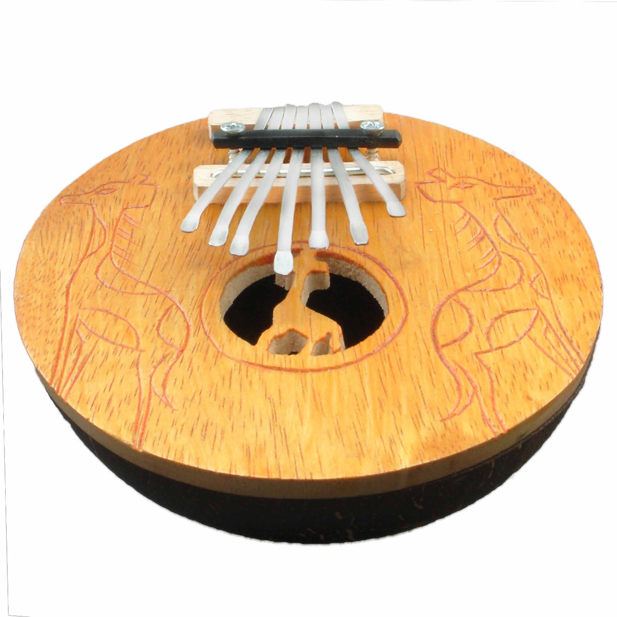 Stoneage Arts Inc 6" Brown and Silver Kalimba with HandCarved Giraffe