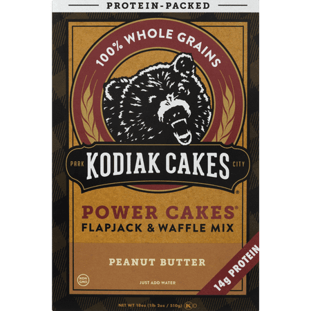 (2 Pack) Kodiak Cakes Power Cakes, Peanut Butter Pancake and Waffle Mix, 18 (Best Butter Pecan Cake Recipe)