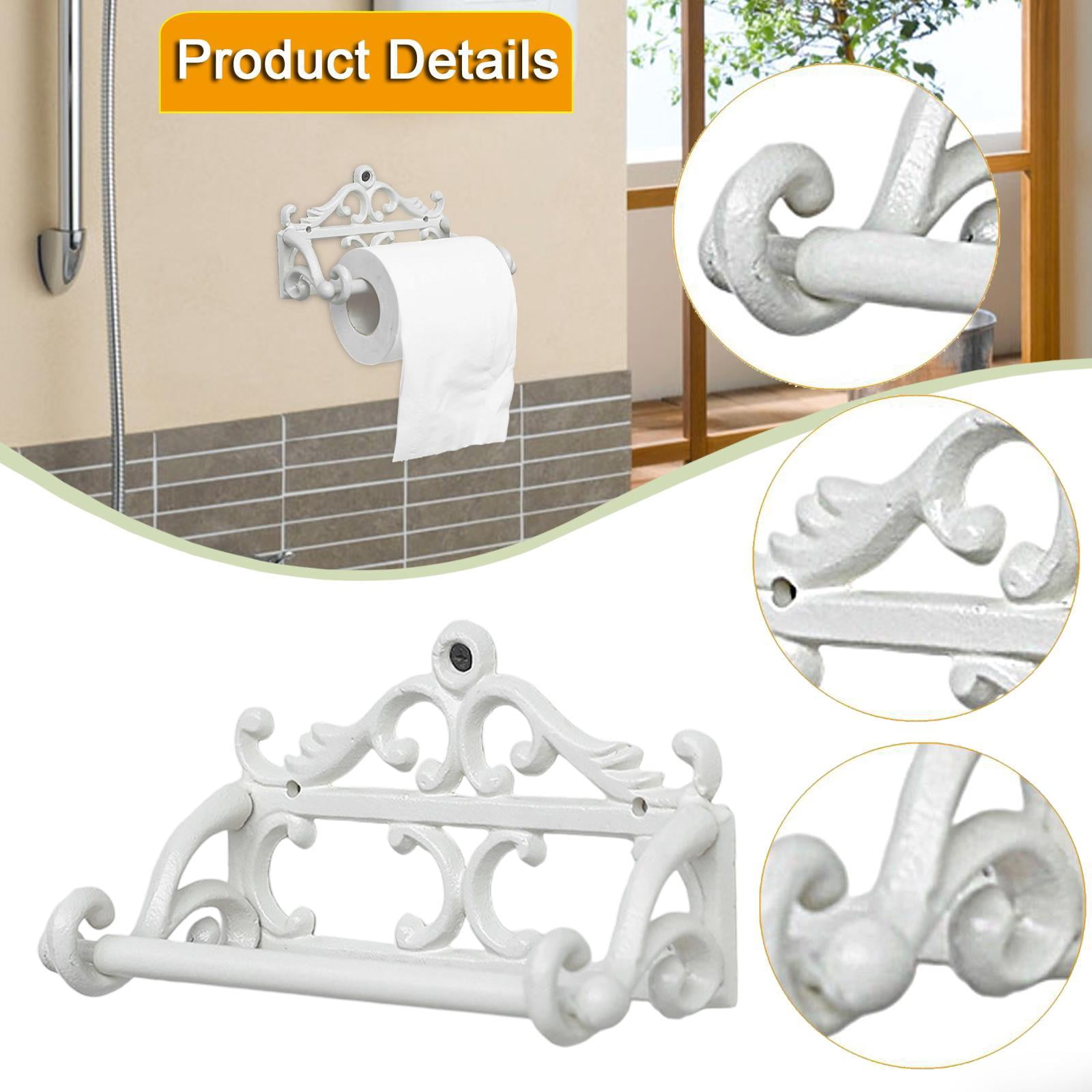 Toilet Paper Holder Wall Mount Iron Tissue Roll Organizer Vintage Design for Bathroom Kitchen Restroom Decor