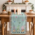 thumbnail image 2 of Table Runner 60 Inches Long for Kitchen Dining, Easter Dresser Scarf Farmhouse, Dining Table Decorations for Wedding/Parties, Farmhouse Gnomes Rabbits Eggs Wooden Grain 13 x 60 In, 2 of 8