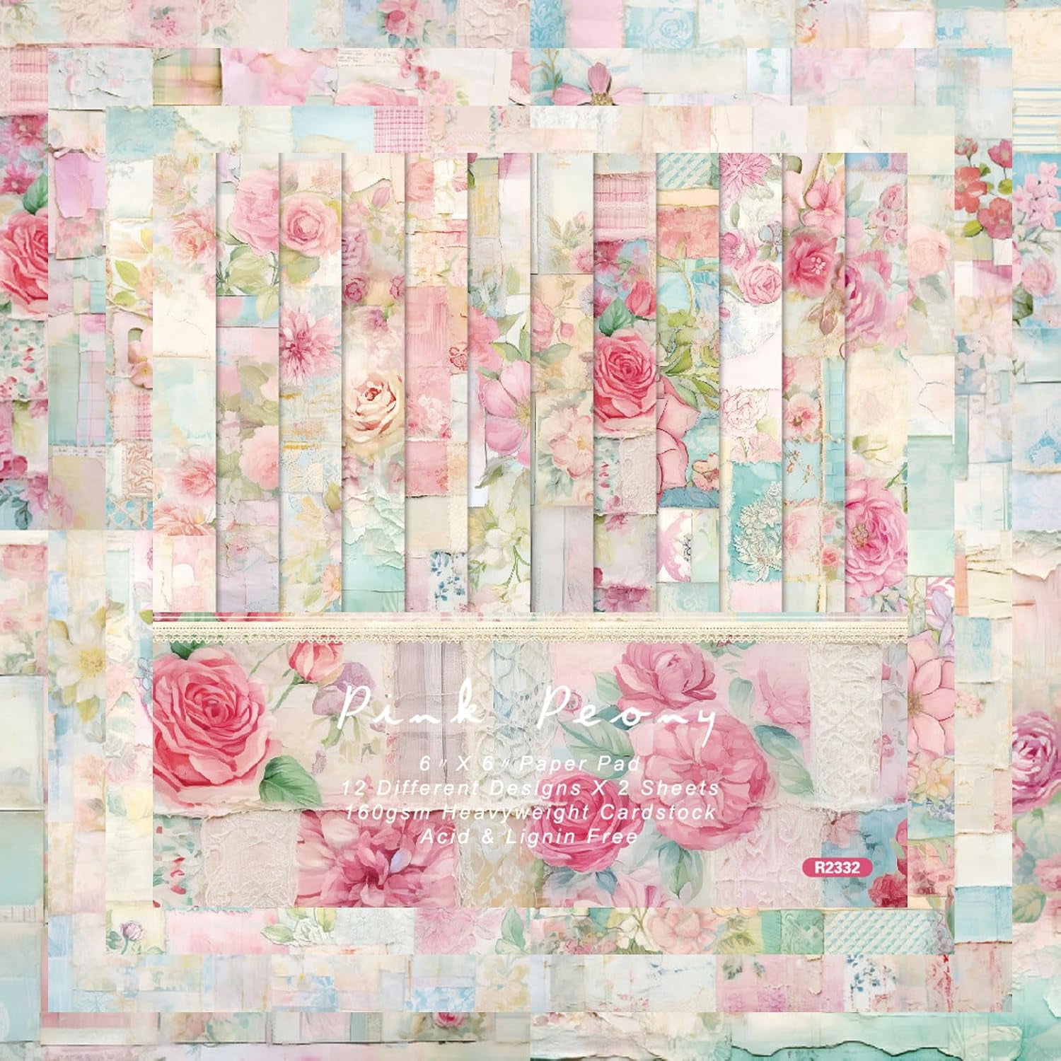 48 pieces of vintage floral scrapbook paper sheets 66, floral pattern design decorative paper, for album backgrounds handmade craft project diary greeting cards
