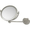 8-in Wall Mounted Make-Up Mirror 2X Magnification in Satin Nickel
