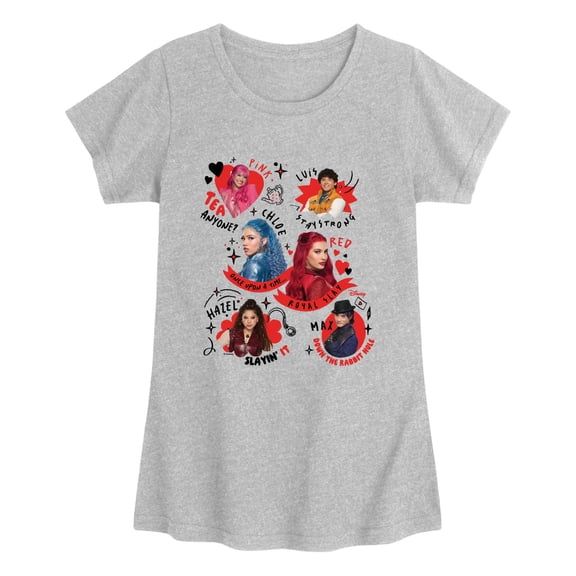 Descendants 5 - Character Collage - Youth Girls Fitted Short Sleeve T-Shirt