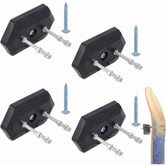 4 Sets Skateboard Wall Mount Plastic Skateboard Storage Hanger with Hardware Snowboard Wall Mount Display Black Wall Mount Holder Rack Hanger