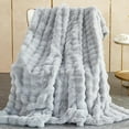 thumbnail image 2 of TOPCHANCES Faux Fur Throw Blankets, Soft Luxury Plush Blanket, Fleece Throw Blanket for Sofa Couch, Light Grey, 39*63inches, 2 of 9