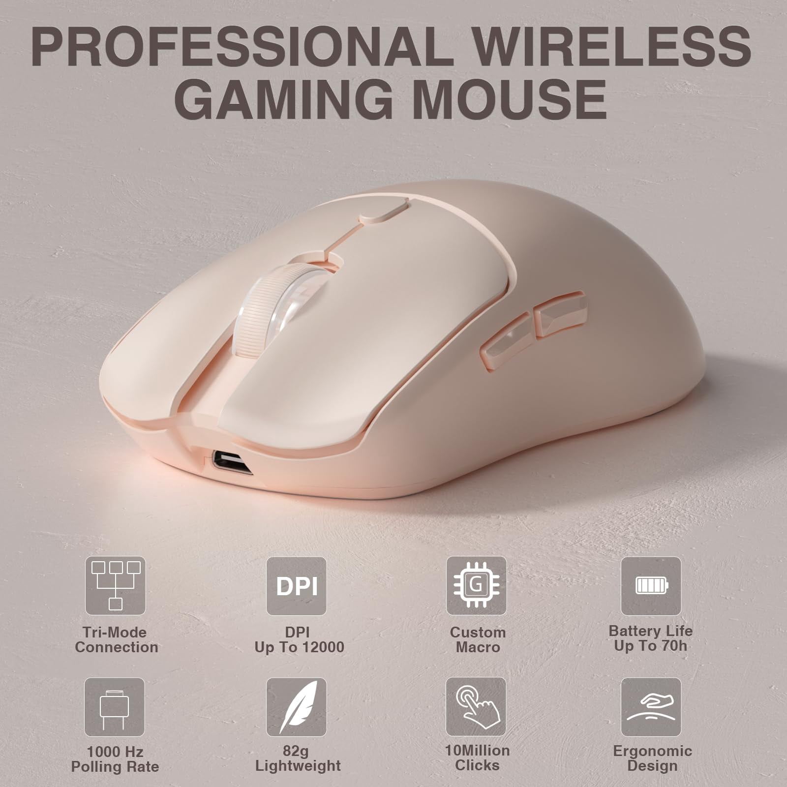 Sc580x Wireless Gaming Mouse  Tri-mode 2.4g/bt5.0/usb-c Mice With 12000 Dpi 6 Buttons Rechargeable Computer For Laptop/pc/mac/tablet