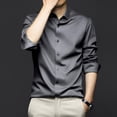 thumbnail image 5 of Men's Ice Silk Long-sleeved Shirt: Business High-end, No Ironing, 5 of 13