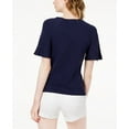 thumbnail image 2 of maison Jules Womens Grommet Ribbon Basic T-Shirt, Blue, X-Small, 2 of 3