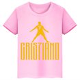 thumbnail image 3 of Camiseta de algodón de manga corta de verano para niños y niñas con estampado de Ronaldo, camisetas rosas, ropa periférica de fútbol para niños, 3 of 5