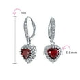 thumbnail image 4 of Bling Jewelry Womens Romantic Love CZ Cubic Zirconia Red Heart Dangle Drop Earrings Rhodium Plated, 4 of 6