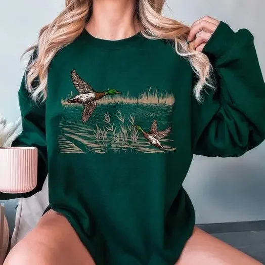 Retro Mallard Ducks Fall Sweatshirt, 90s Waterfowl Duck Outfit, Vintage Duck Shirt, Animal Lover Shirt