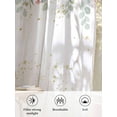 thumbnail image 6 of Sheer Curtains 45 Inch Length, Floral Leaves Semi Sheer Curtains Light Filtering Window Treatment, Summer Botanical Weeping Watercolor Privacy Voile Drapes for Living Room Bedroom 52x45 Inch, 6 of 7