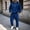 Blue, variant on Liuinsasek Men's 2 Piece Sweatpants Set Winter Solid-Color Hooded Long-Sleeve Sweatshirt and Pocketed Tapered Sweatpants Fashionable Casual Sportswear