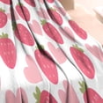 thumbnail image 3 of Strawberry Plants Fruit Heart White Pattern Blanket,Comfortable Soft Flannel Throw Blanket,All Season,Warm Lightweight Blankets for Sofa Bed Couch Living Room Chair,60"x80", 3 of 4