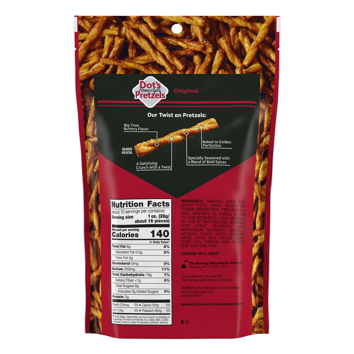(3 pack) DOT'S Homestyle Pretzels Original Snacking Size, Seasoned Pretzel Twists Bag, 9.5 oz
