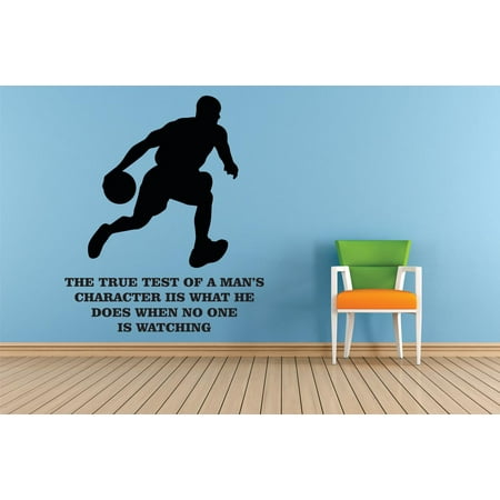 The True Test Of A Man's Character Is What He Does When No One Is Watching Basketball Player Silhouette Sports Motivation Custom Wall Decal Vinyl Sticker Boy Girl Bedroom Art 12 Inches X 12 Inches