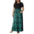 thumbnail image 5 of TARAINYA Women Plus Size Summer Short Sleeve Maxi Dress Casual Loose Long Dress with Pockets Round Neck Elastic Waist Solid Floral, 5 of 8
