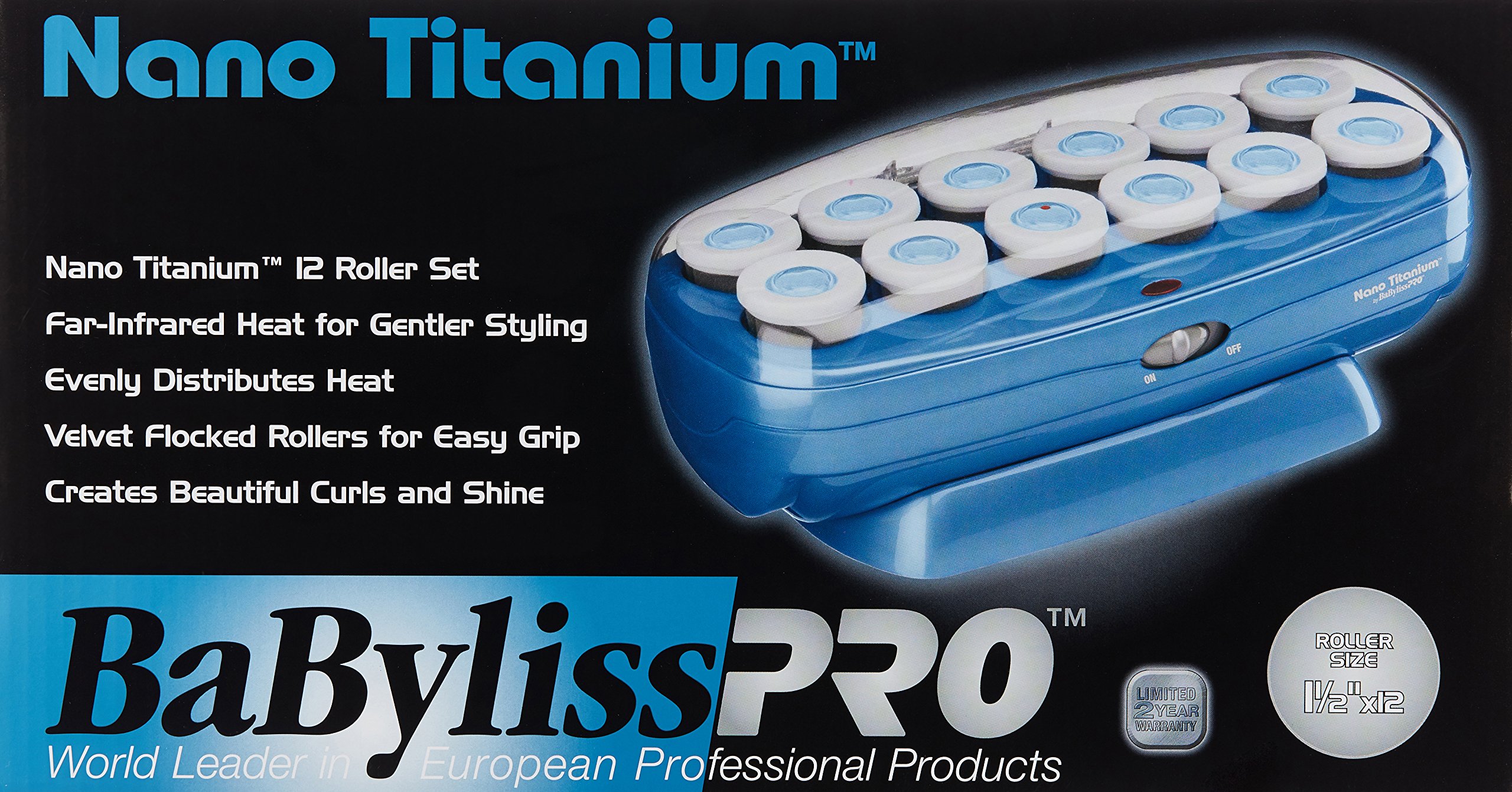 ($75 Value) BaBylissPRO Nano Titanium Ceramic Hair Rollers, Blue, 12 - image 2 of 9