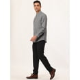 thumbnail image 4 of Camisa de vestir para hombre, manga larga, clásica, color sólido, ajustada, con botones gris L, 4 of 6