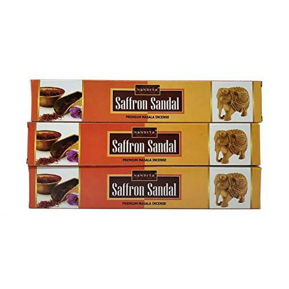 Nandita Saffron Sandal Premium Masala Incense Sticks - Pack of 3 (15 Gram Each)