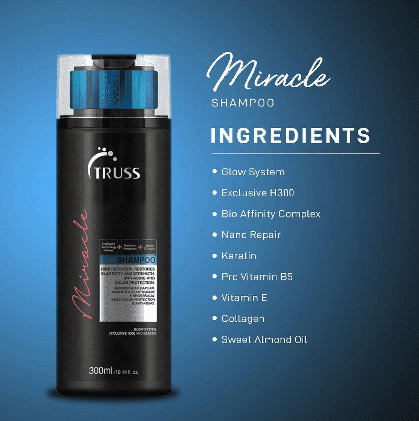 TRUSS Miracle Hair Shampoo, 10.14 oz, Anti-Aging & Color Protection with Keratin and Vitamin E, Restores Elasticity & Shine