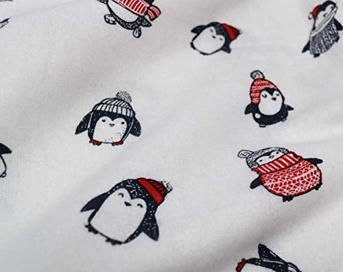 NATE /& NAT Winter Holiday Fun Pinguin Printed Flannel Sheet Set 100/% Cotton Charcoal Red Gray Girls Boys Warm Kids Bedding Twin