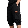 thumbnail image 2 of Mens Capri Pants Summer Casual Heavyweight Elastic Waist Relaxed Fit Cropped Cargo Pants with Pockets, 2 of 7