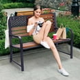 thumbnail image 6 of Metal American Flag Patio / Porch Bench with Wooden Slats - 46" Width, 24" Deep Seat, 6 of 6