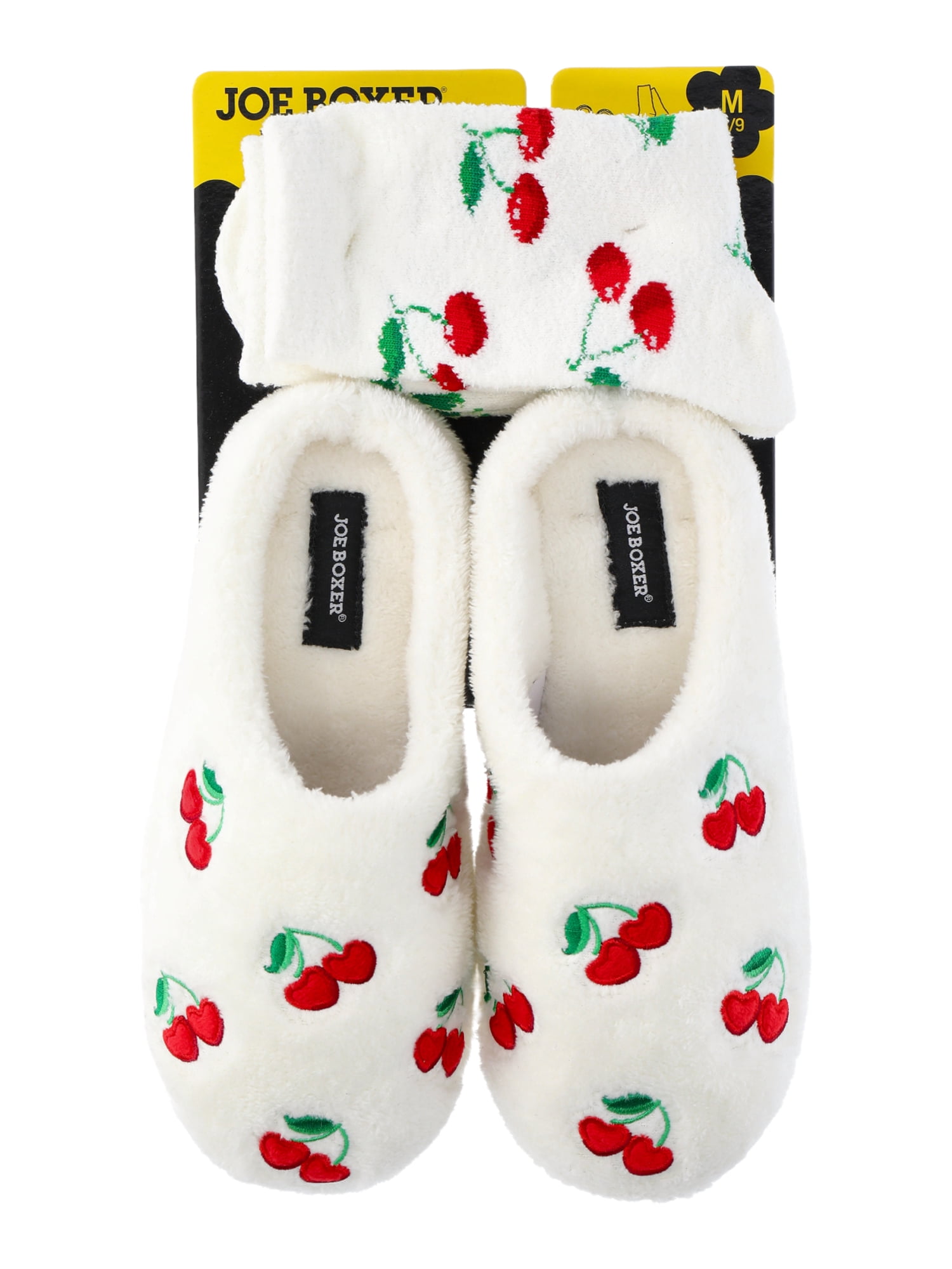 Joe Boxer Women's Plush Slippers and Socks Set, 4-Piece, Sizes 5-12