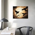 thumbnail image 4 of Crow Canvas Wall Art Gothic Black Bird on Branch Painting Pictures Spooky Forest Full Moon Artwork, 4 of 6