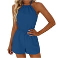thumbnail image 5 of Women's Casual Solid Color Backless Elastic Waist Short Jumpsuit, 5 of 9