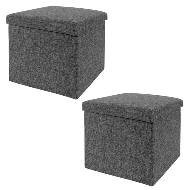 Foldable Storage Ottoman, Charcoal Gray, 2 Pack by Seville Classics