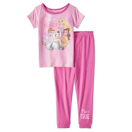 Disney Princess baby toddler girls' short sleeve tight fit pajamas, 2-piece set
