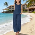 thumbnail image 2 of Girl's Summer Clothes Linen 2 Piece Outfits Peplum Cami Top and Wide Leg Pants Set Summer Outfits for Teens Y2K, 2 of 6