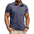 thumbnail image 2 of YLSDY Fashion Men's Casual Button Collared Shirts Classic Short Sleeve Basic Button T-Shirt Lightweight Cotton Golf Tops with Pocket Dark Blue XL, 2 of 7