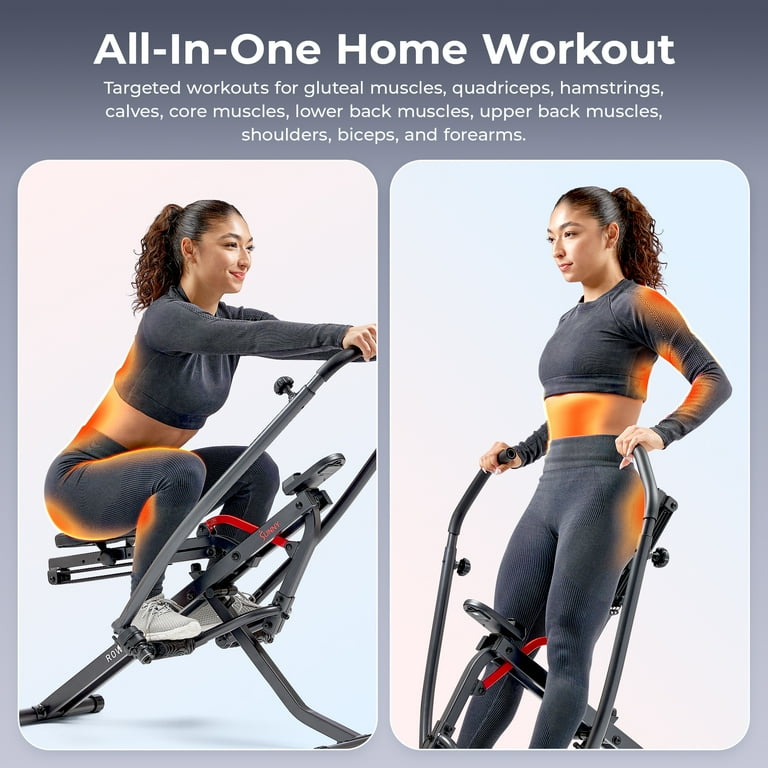 Sunny Health Fitness Full Body Adjustable Multi function SMART Row N Ride Trainer w Free SunnyFit App Membership SF A022070