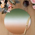 thumbnail image 3 of Sage Green Orange Ombre Round 13 Inch Placemats Set of 2, Abstract Modern Gradient HeatResistant Non Slip Place Mats for Dining Table, Wipeable Braided Kitchen Table Mats for Housewarming, 3 of 9