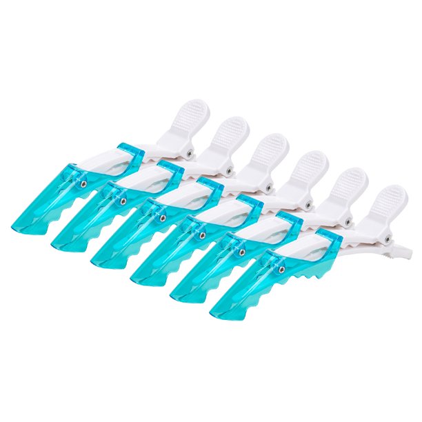 6 Uds. Clips para Peluquero Plástico Duradero Doble Puerto Suministros para Salón (azul)